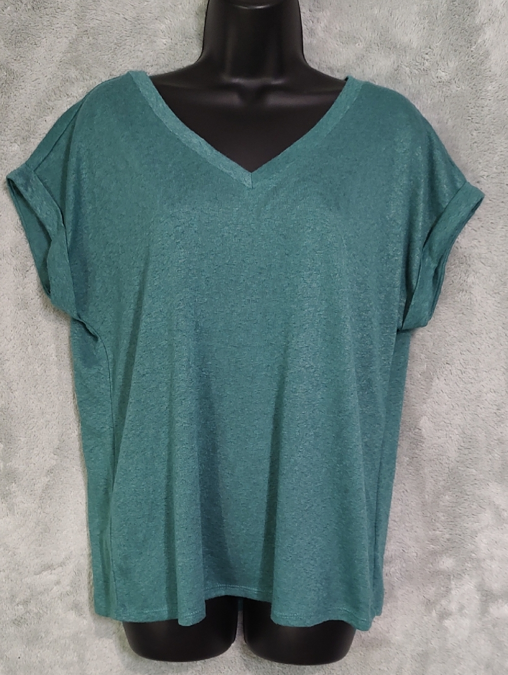 bobeau Teal V-Neck Short Sleeve Tee